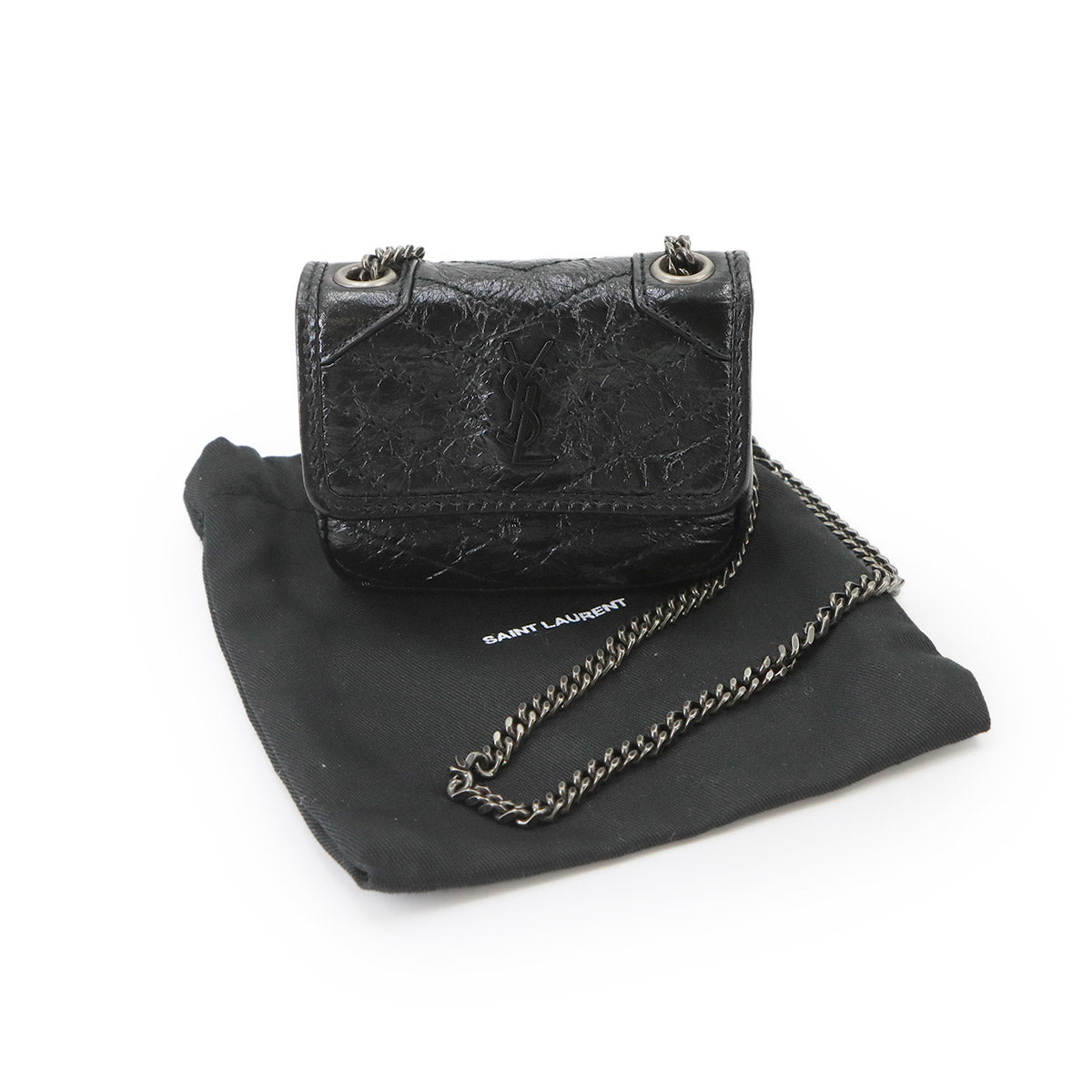 Niki Chain Shoulder Pouch Leather Black 710844