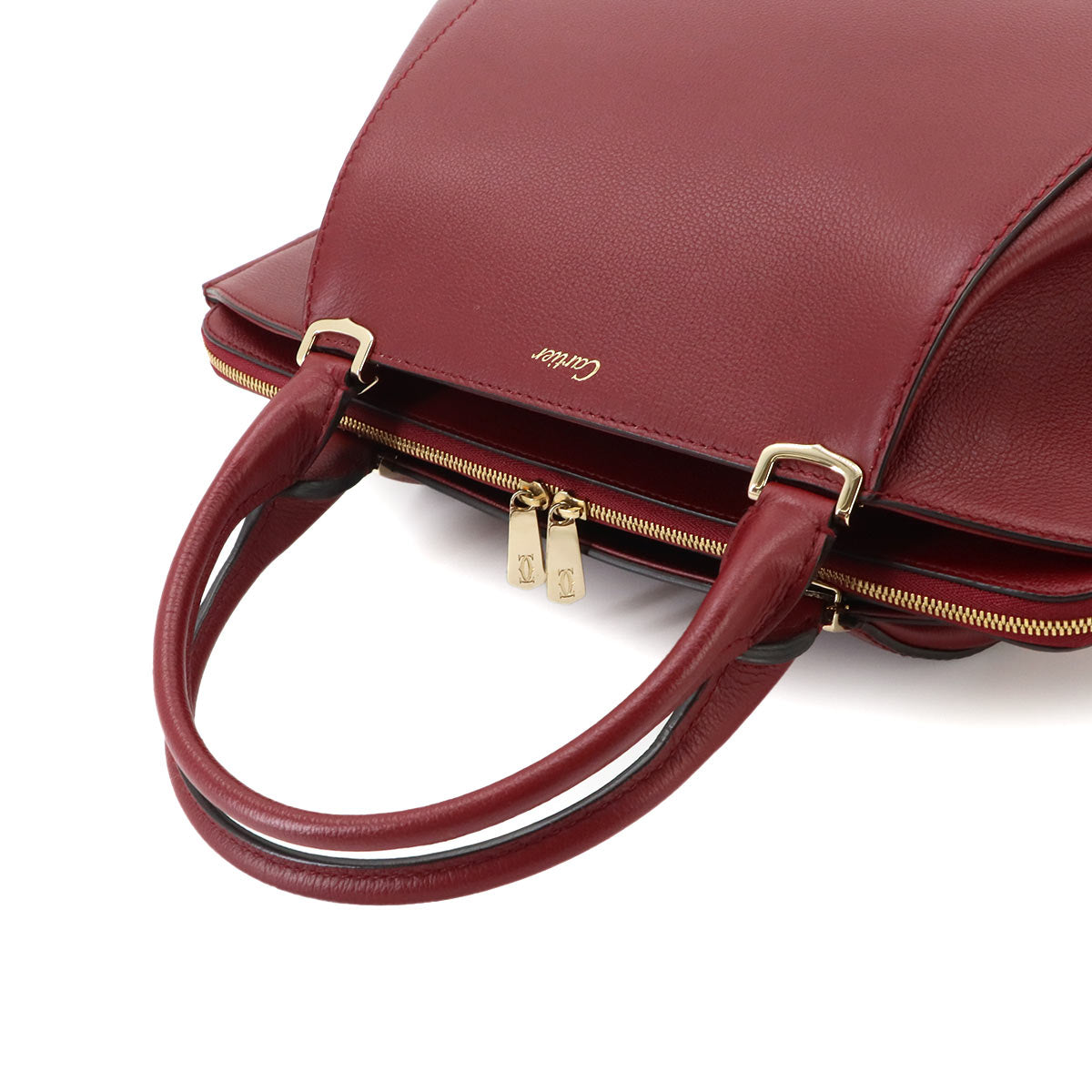 C de Cartier 2way Hand Shoulder Bag Leather Bordeaux