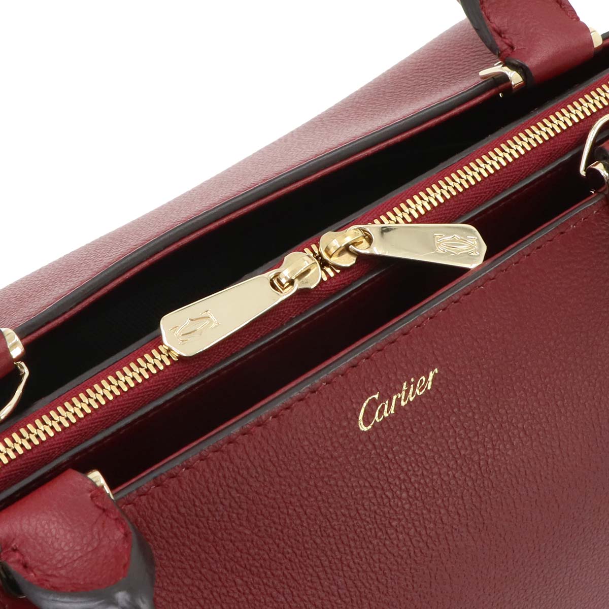 C de Cartier 2way Hand Shoulder Bag Leather Bordeaux