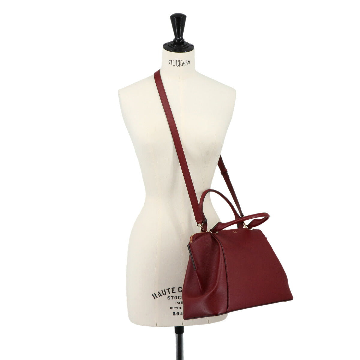C de Cartier 2way Hand Shoulder Bag Leather Bordeaux