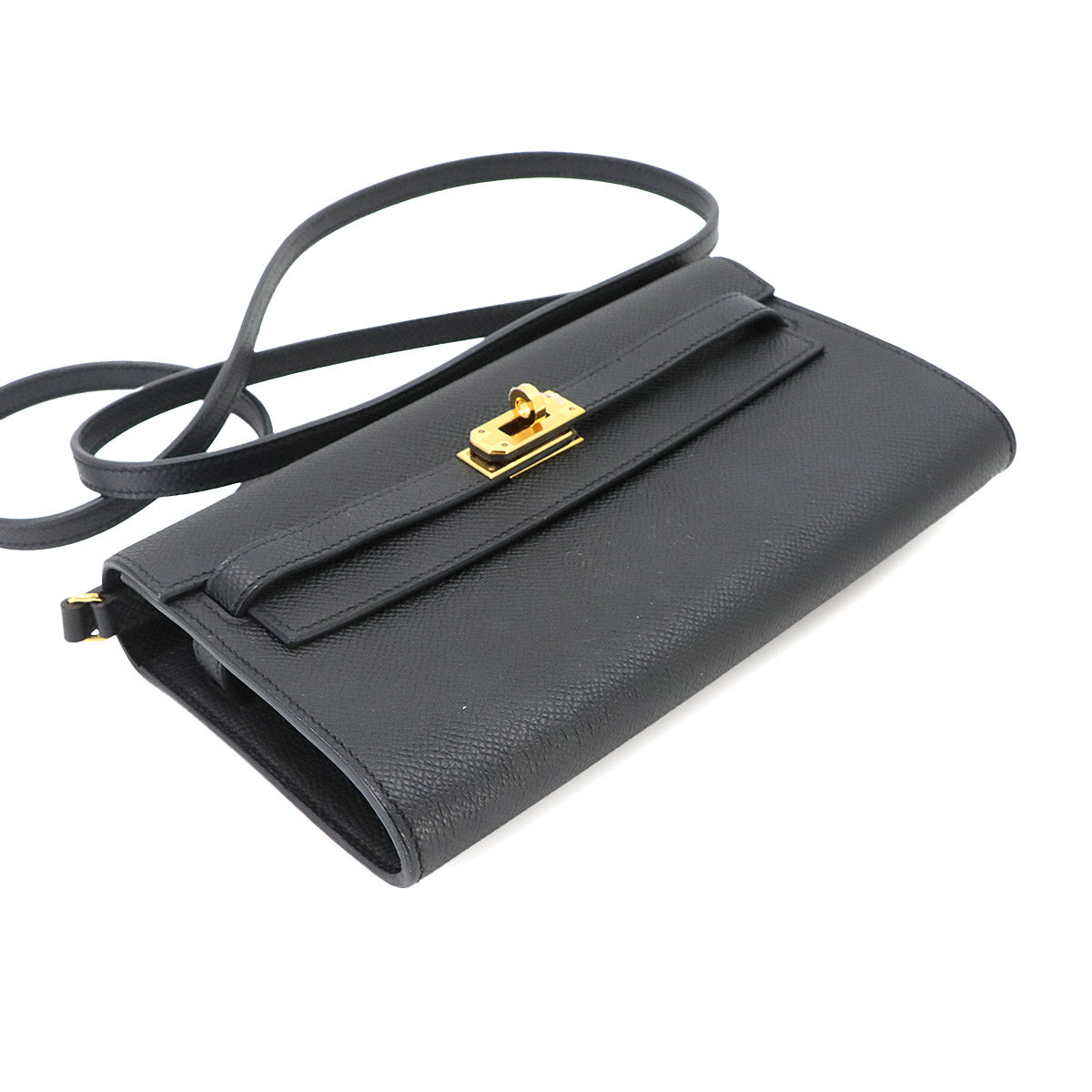 Kelly To Go Shoulder Wallet Epsom Black Purse