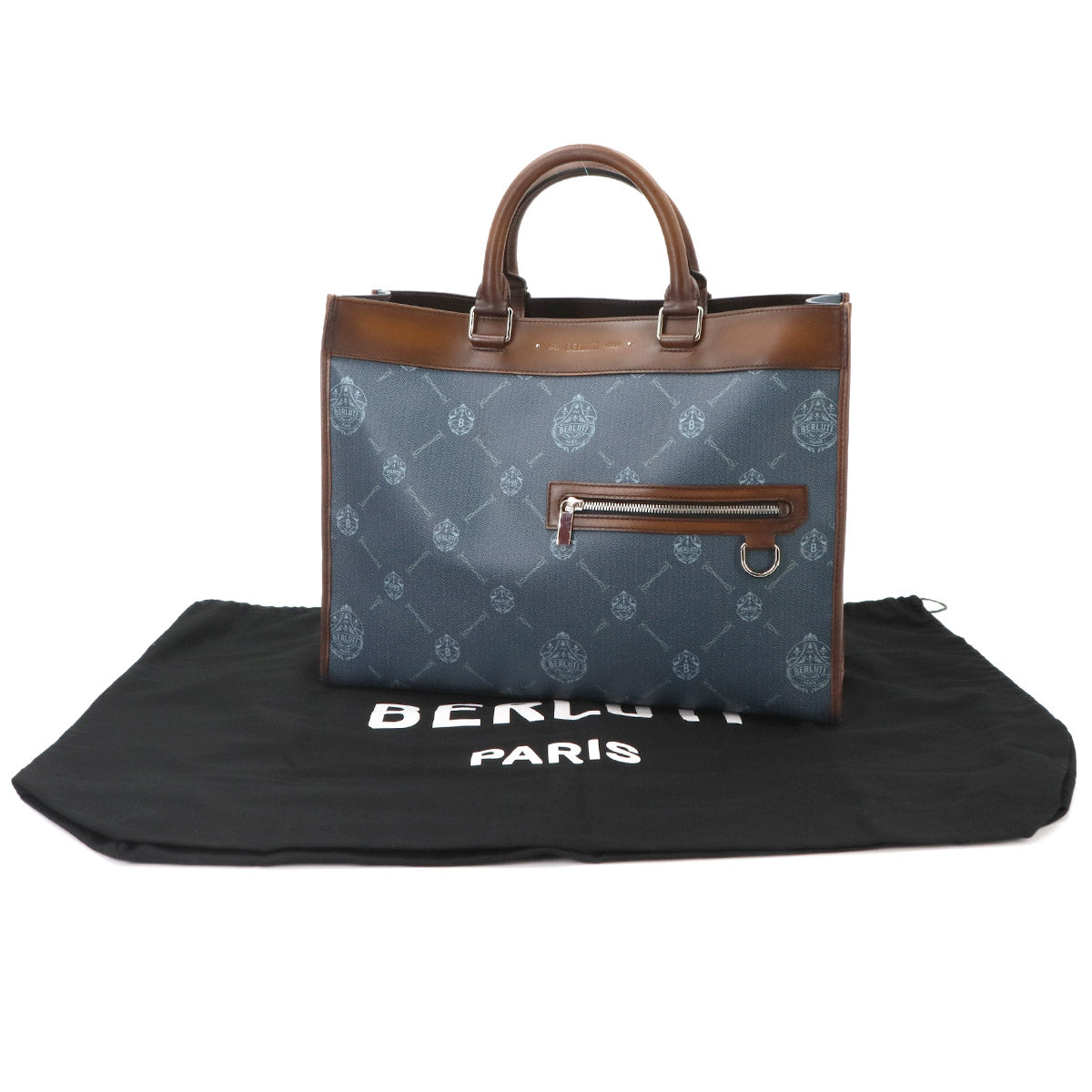 Ulysse Small 2way Tote Shoulder Bag PVC Leather Blue Brown
