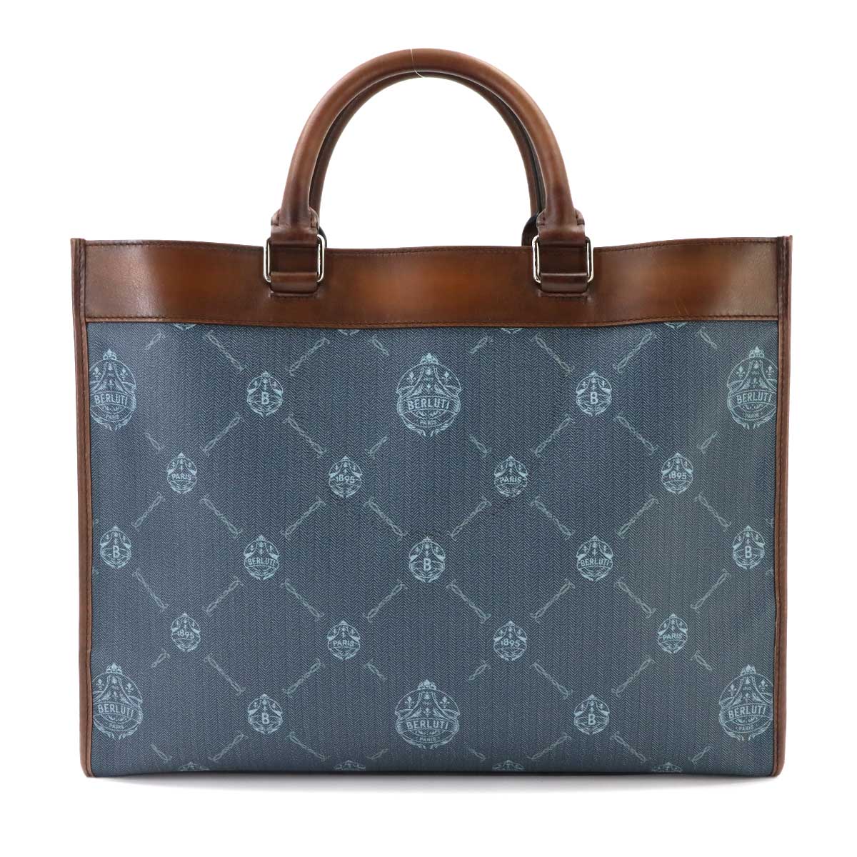 Ulysse Small 2way Tote Shoulder Bag PVC Leather Blue Brown