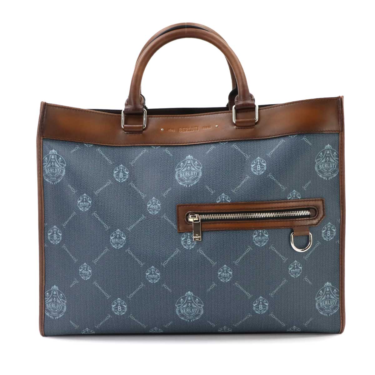 Ulysse Small 2way Tote Shoulder Bag PVC Leather Blue Brown
