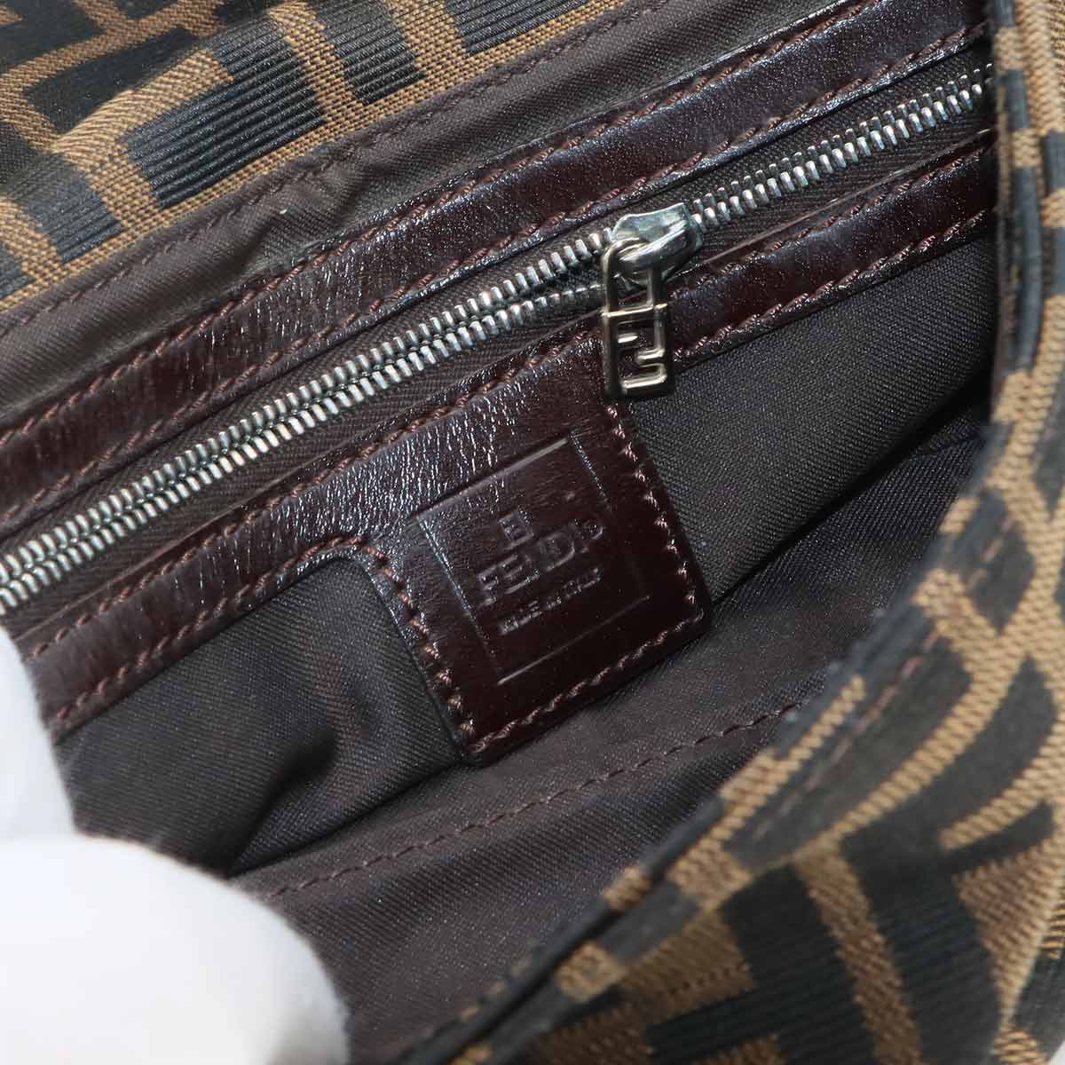 Zucca Mamma Baguette Shoulder Bag Canvas Leather Brown 26424