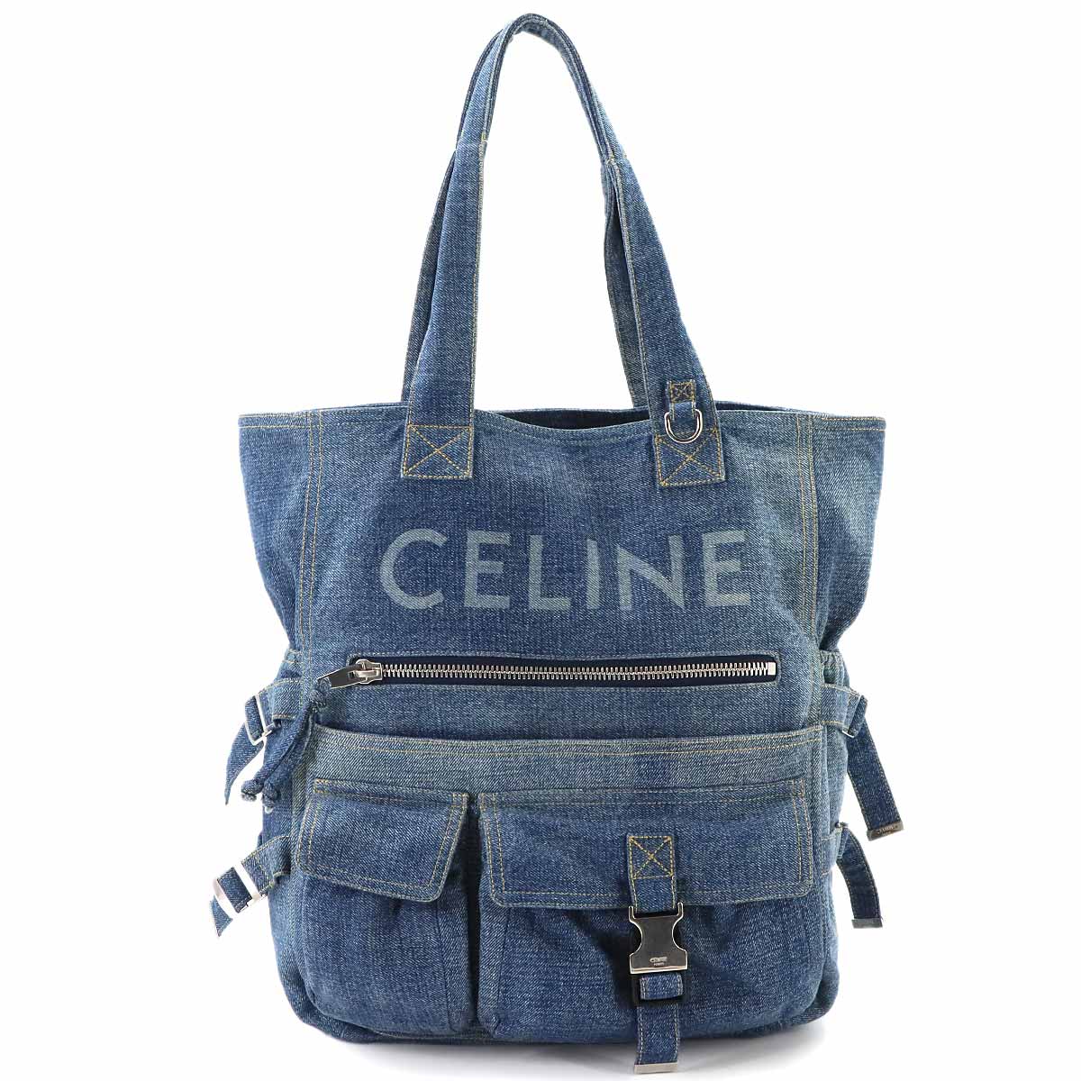 Logo Denim Tote Bag Denim Blue Purse