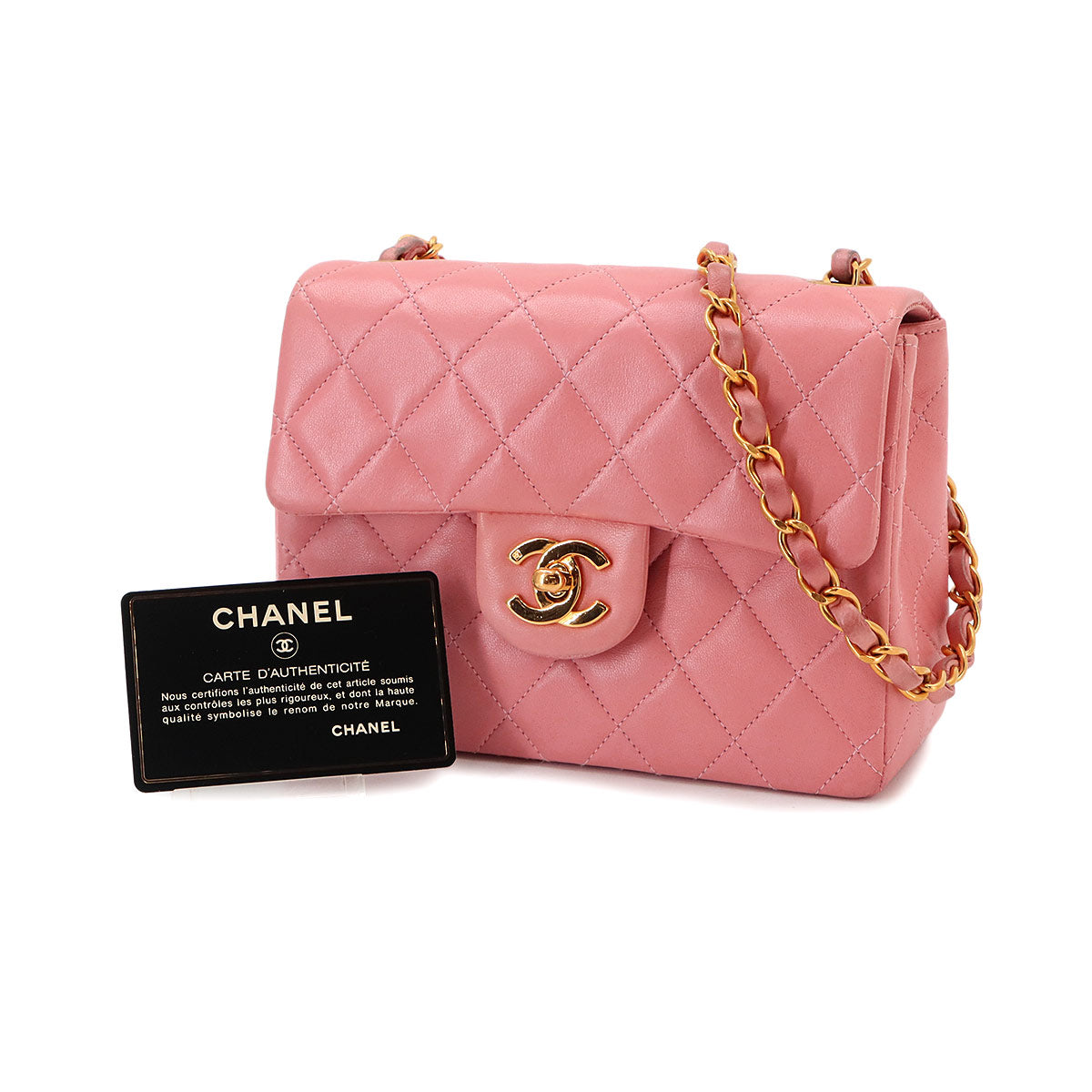 Mini Matelasse Chain Shoulder Bag Leather Pink