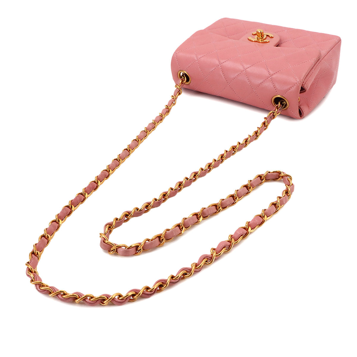 Mini Matelasse Chain Shoulder Bag Leather Pink