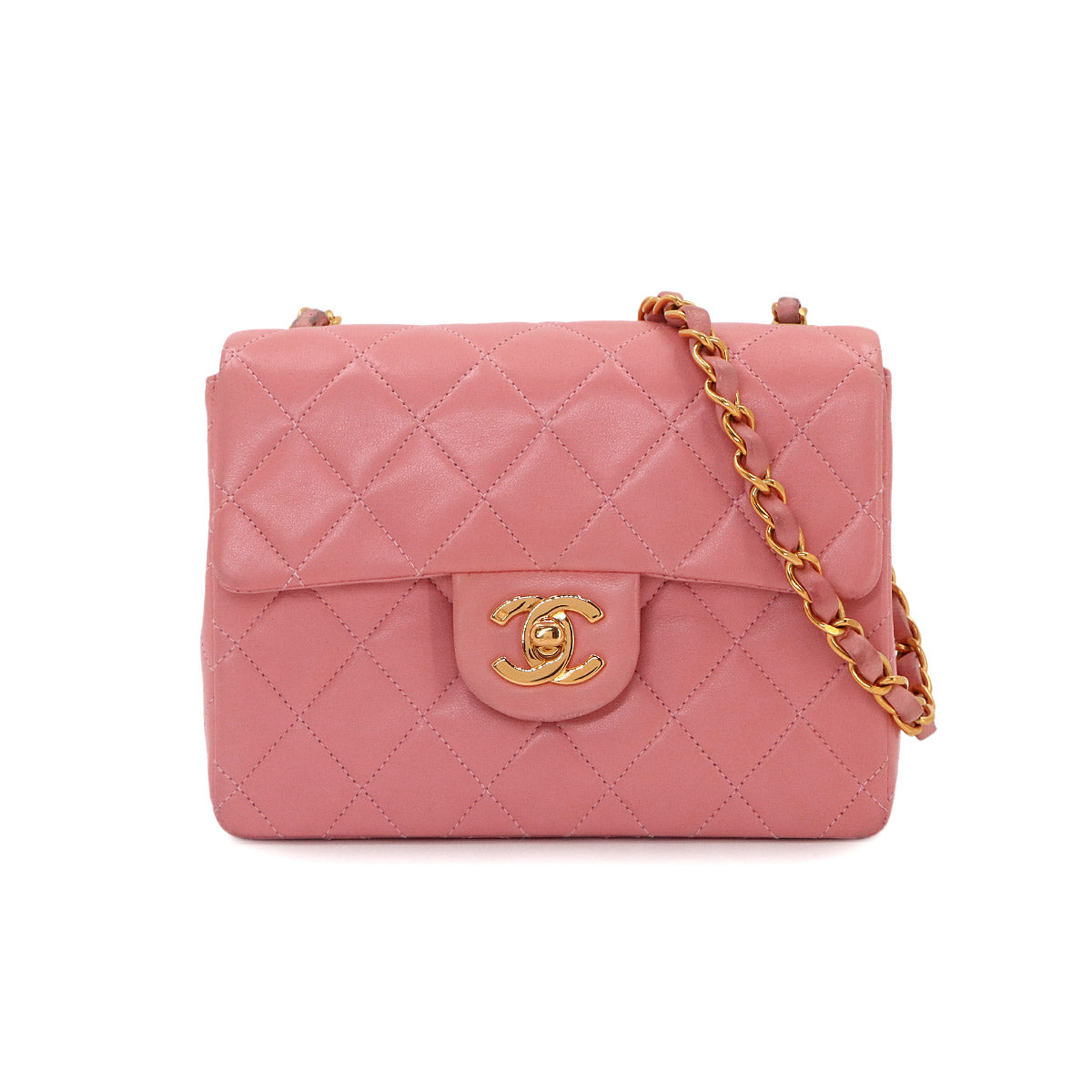 Mini Matelasse Chain Shoulder Bag Leather Pink