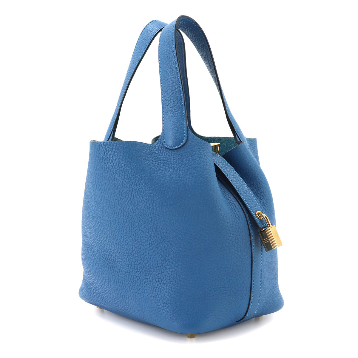 Picotin Lock PM Hand Bag Taurillon Clemence Blue zellige