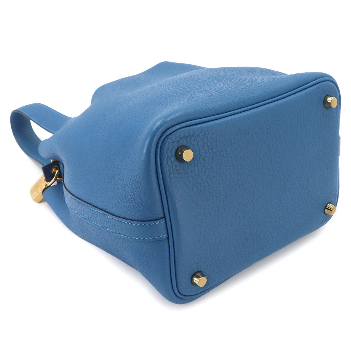 Picotin Lock PM Hand Bag Taurillon Clemence Blue zellige