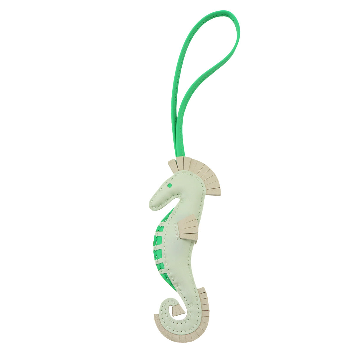 Hippo Seahorse Bag Charm Agneau Milo Vert Fizz