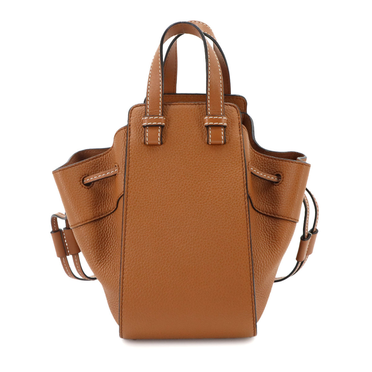 Hammock Drawstring Mini Hand Shoulder Bag Leather Brown