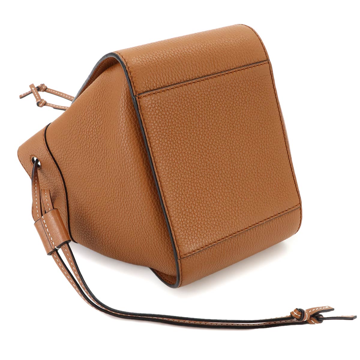 Hammock Drawstring Mini Hand Shoulder Bag Leather Brown