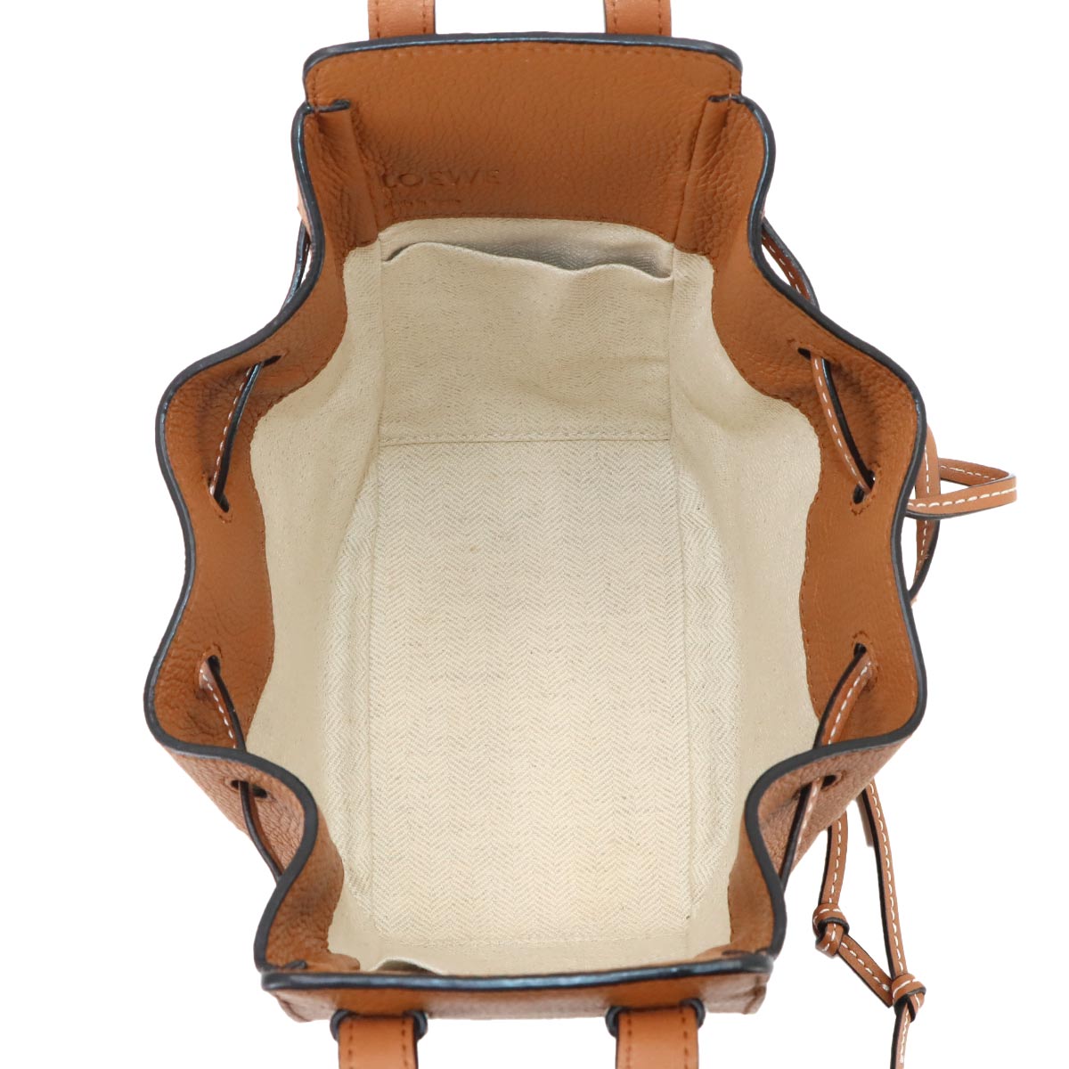 Hammock Drawstring Mini Hand Shoulder Bag Leather Brown