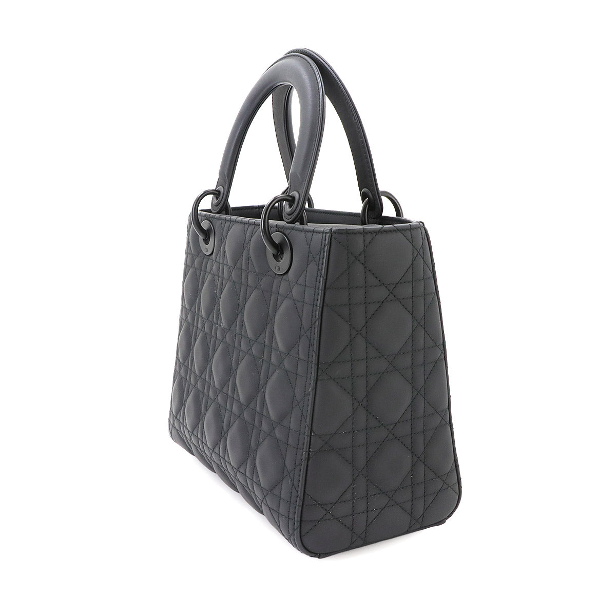 Lady Dior Medium Hand Shoulder Bag Leather Black