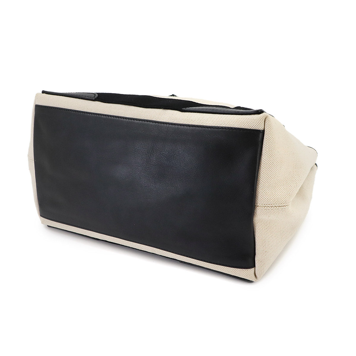 Navy Cabas Small Tote Bag Canvas Leather White Black 339933