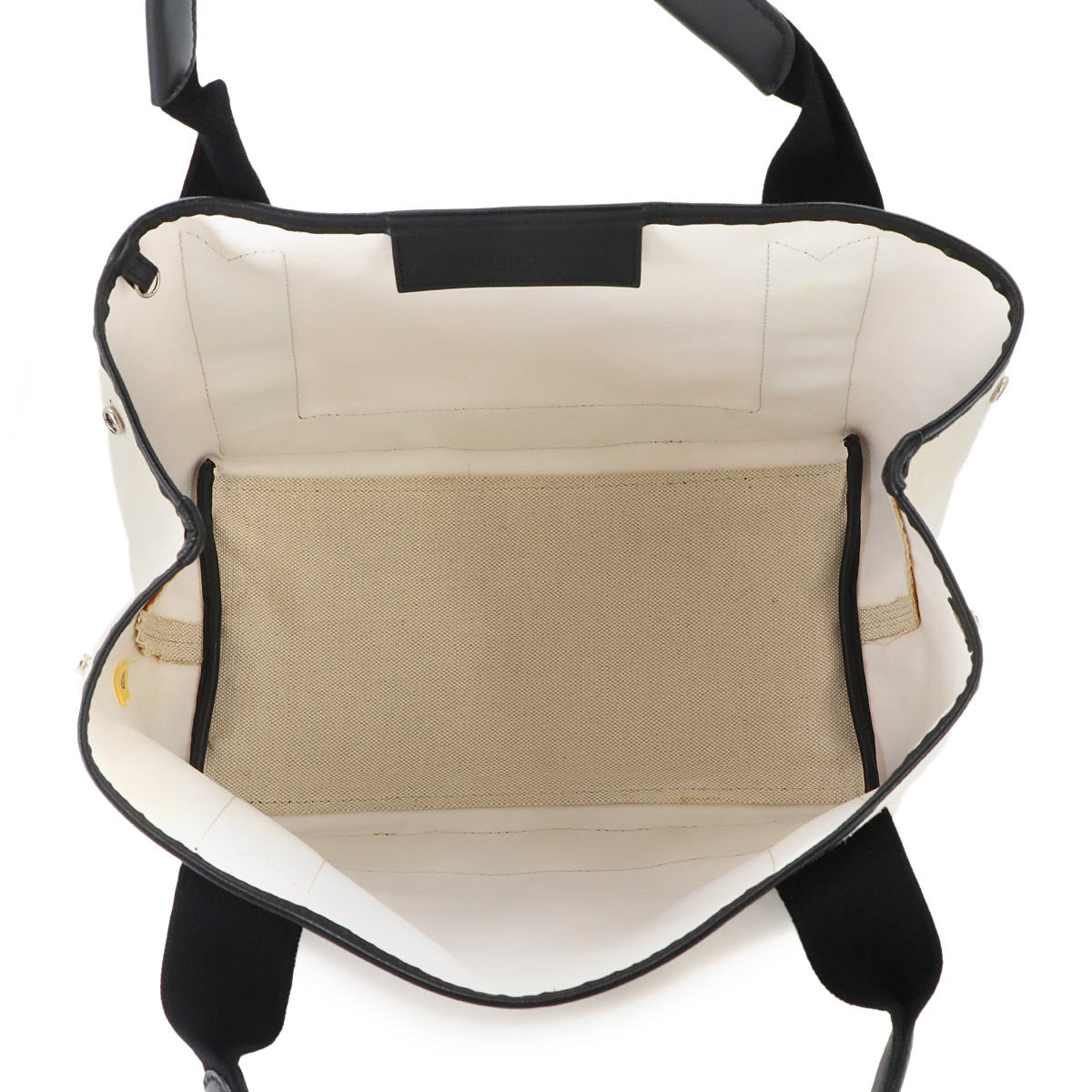 Navy Cabas Small Tote Bag Canvas Leather White Black 339933