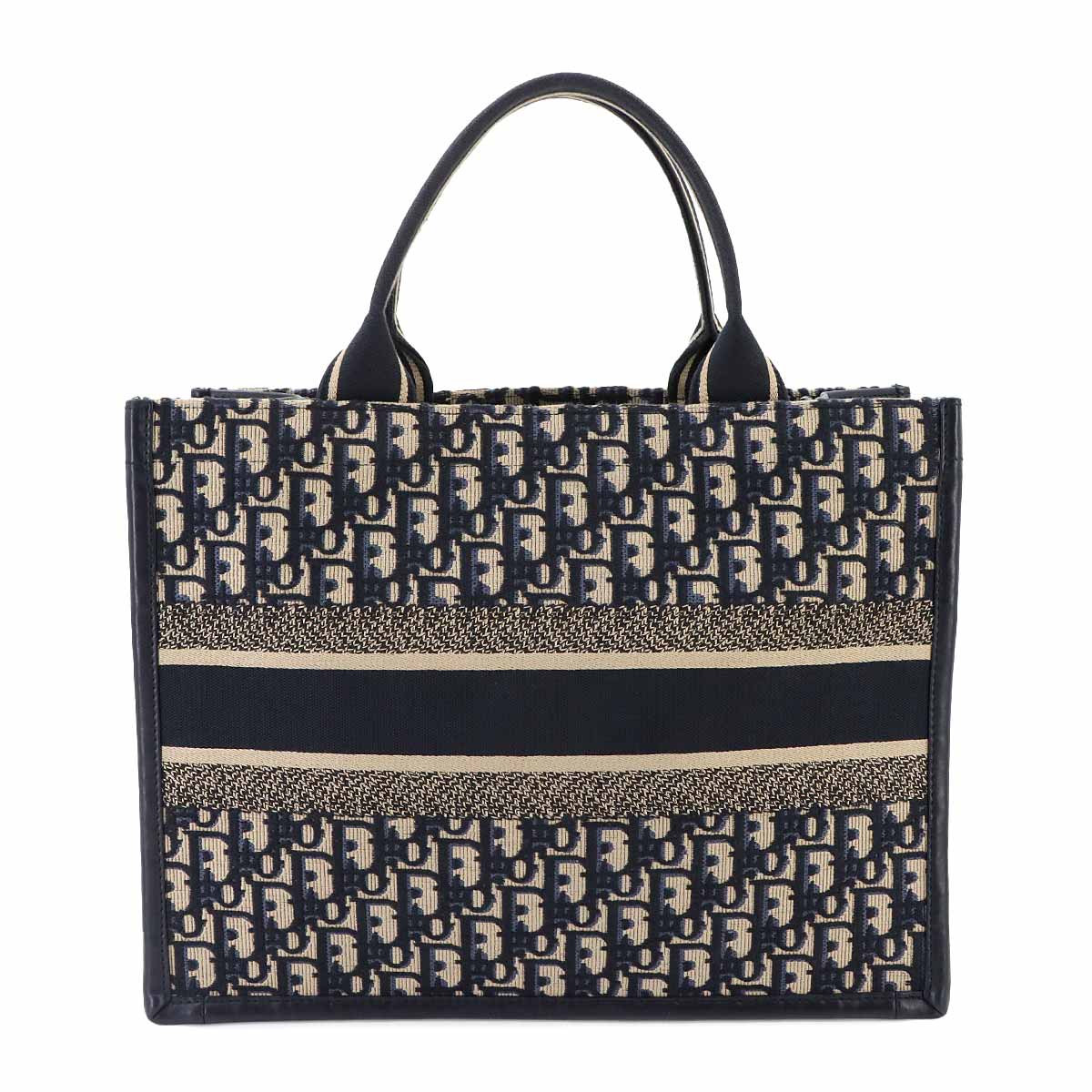 Oblique Book Tote Medium Bag Canvas Navy M1324CZBB