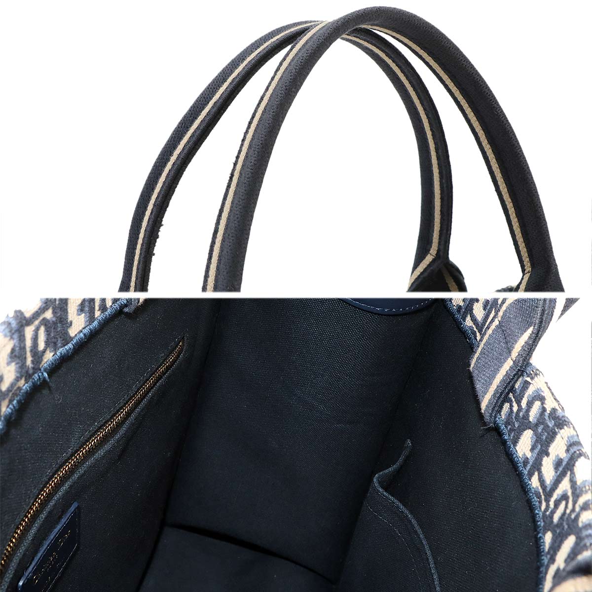 Oblique Book Tote Medium Bag Canvas Navy M1324CZBB