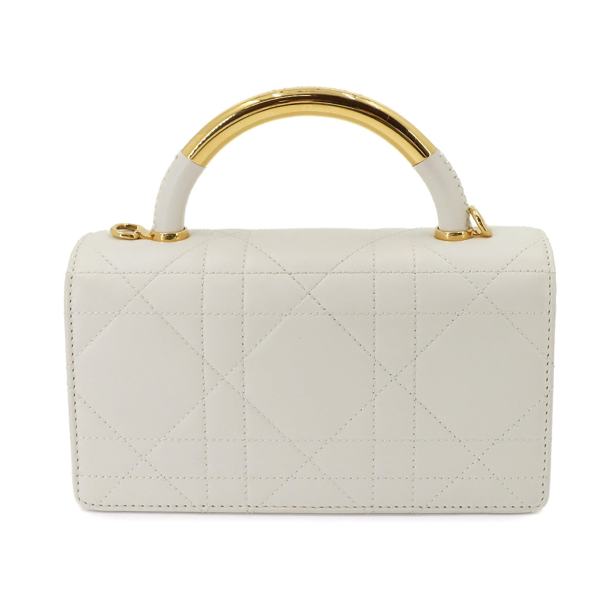 Dior Ange Mini Microcannage Hand Shoulder Bag Leather White