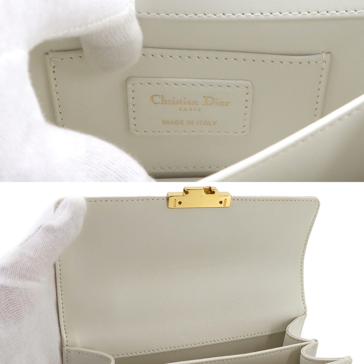 Dior Ange Mini Microcannage Hand Shoulder Bag Leather White