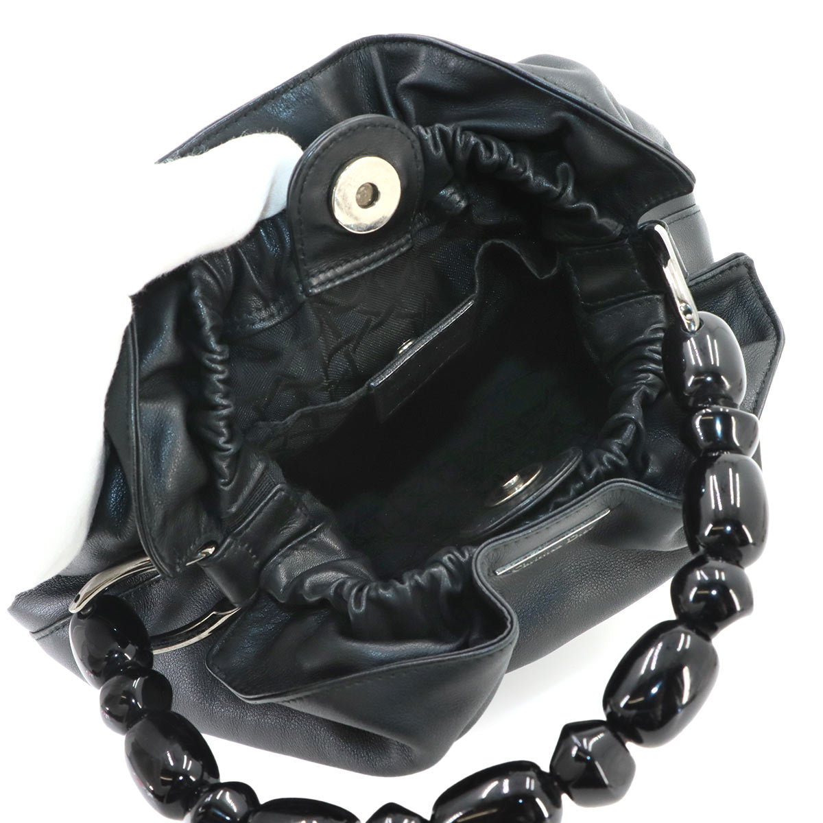 Maris Pearl Hand Bag Leather Black