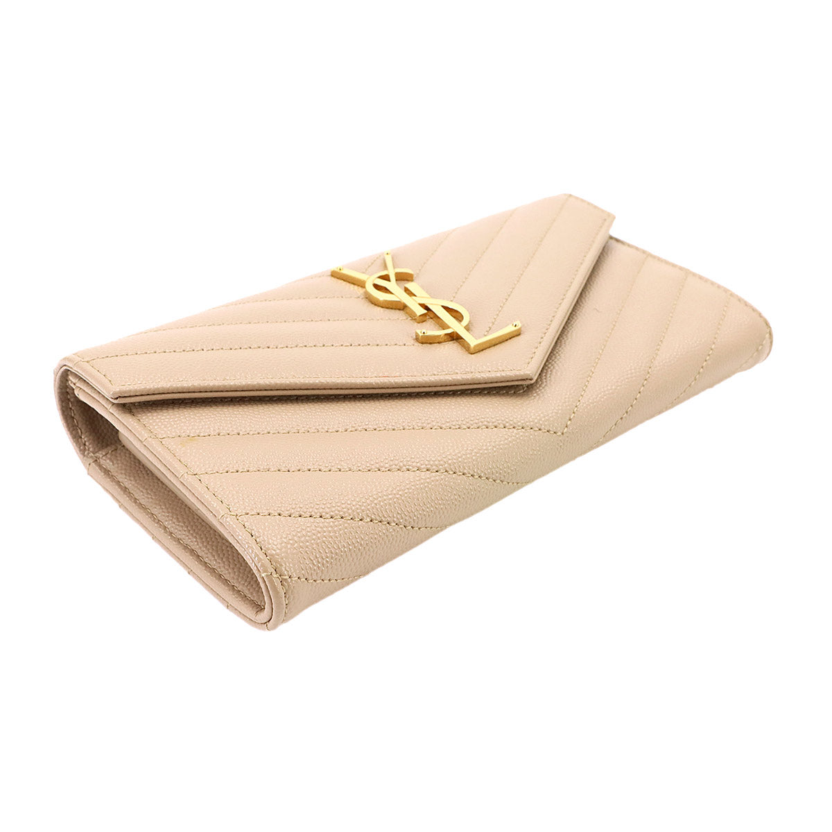 Monogram Large Flap Wallet Leather Beige 372264