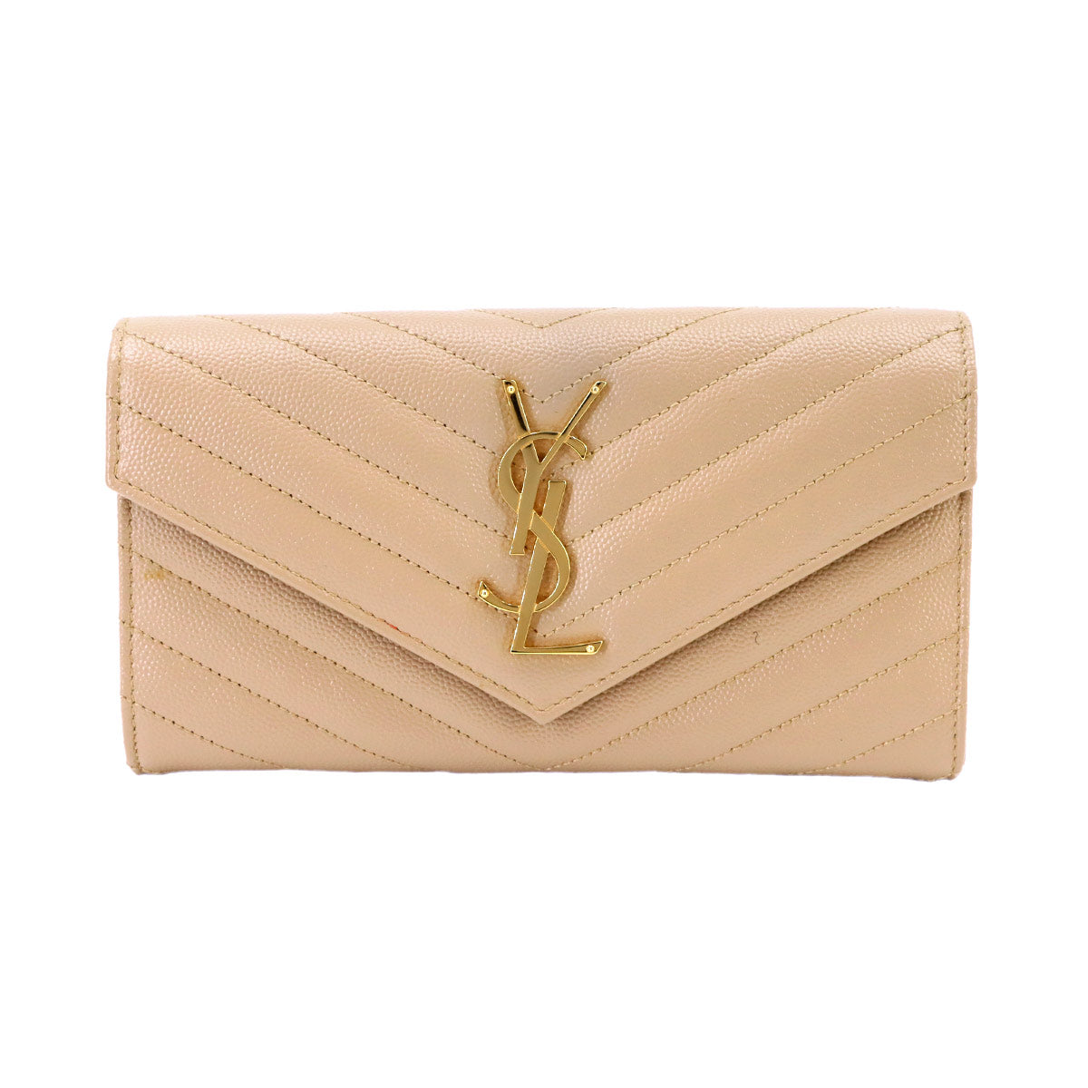 Monogram Large Flap Wallet Leather Beige 372264