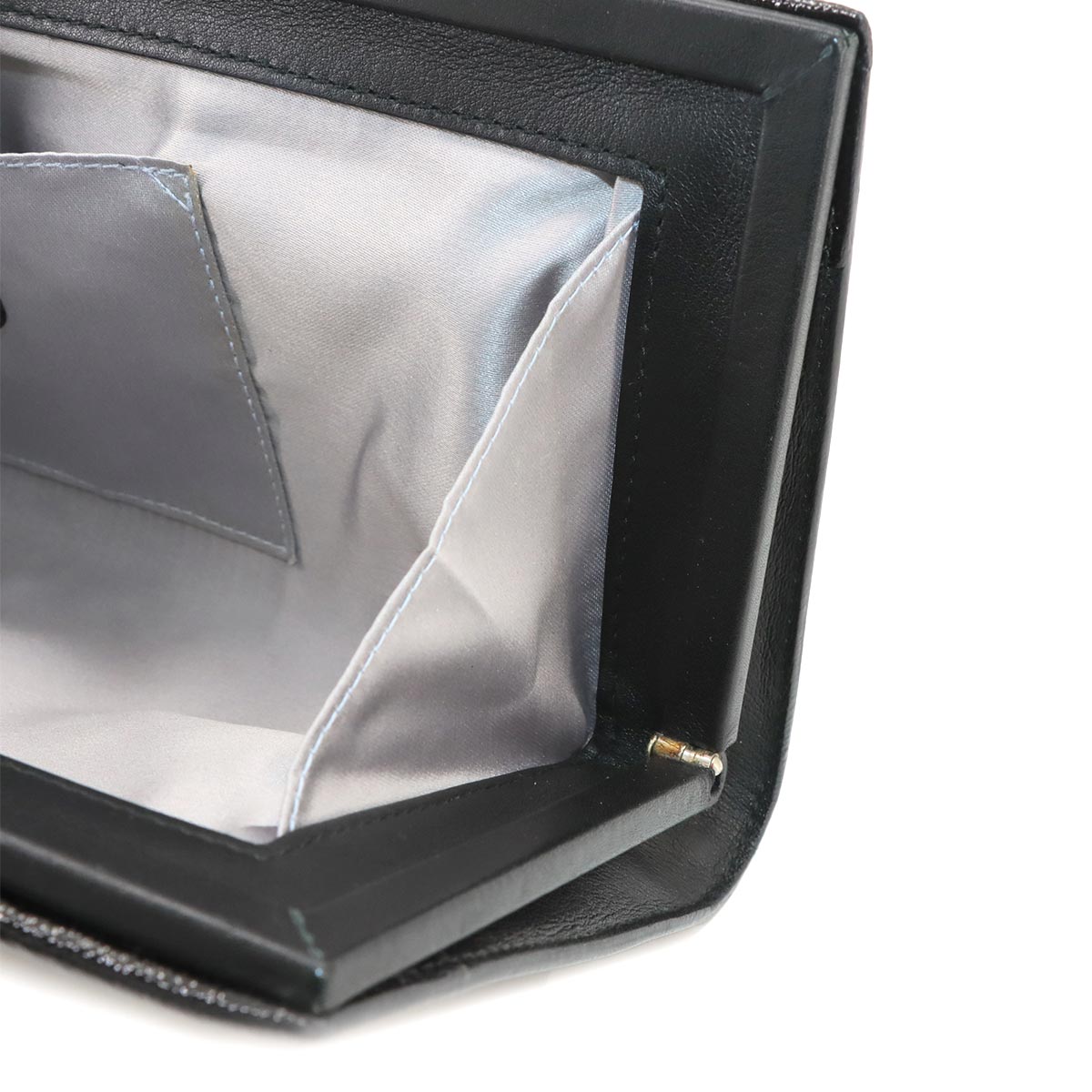 Gancini Chain Clutch Bag Leather Black 21 8459