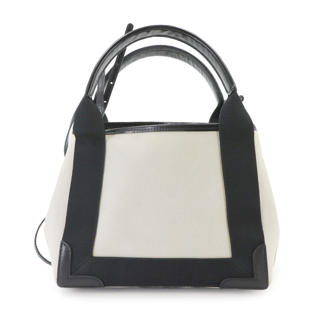 Navy Cabas XS 2way Tote Shoulder Bag Canvas Leather