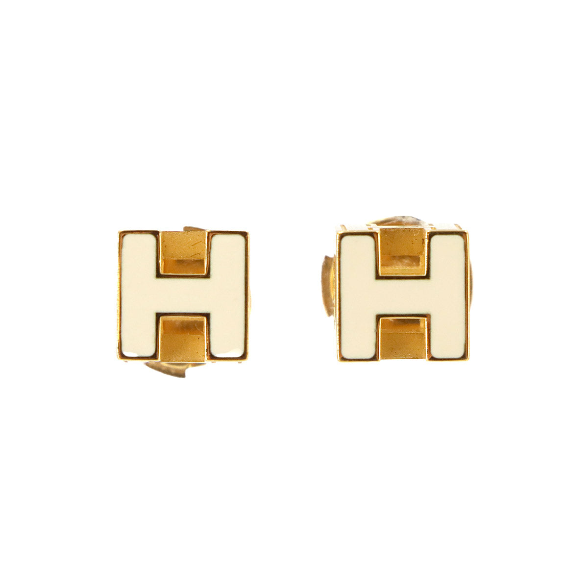 Cage d'H Cube H Earrings White Gold Accessory