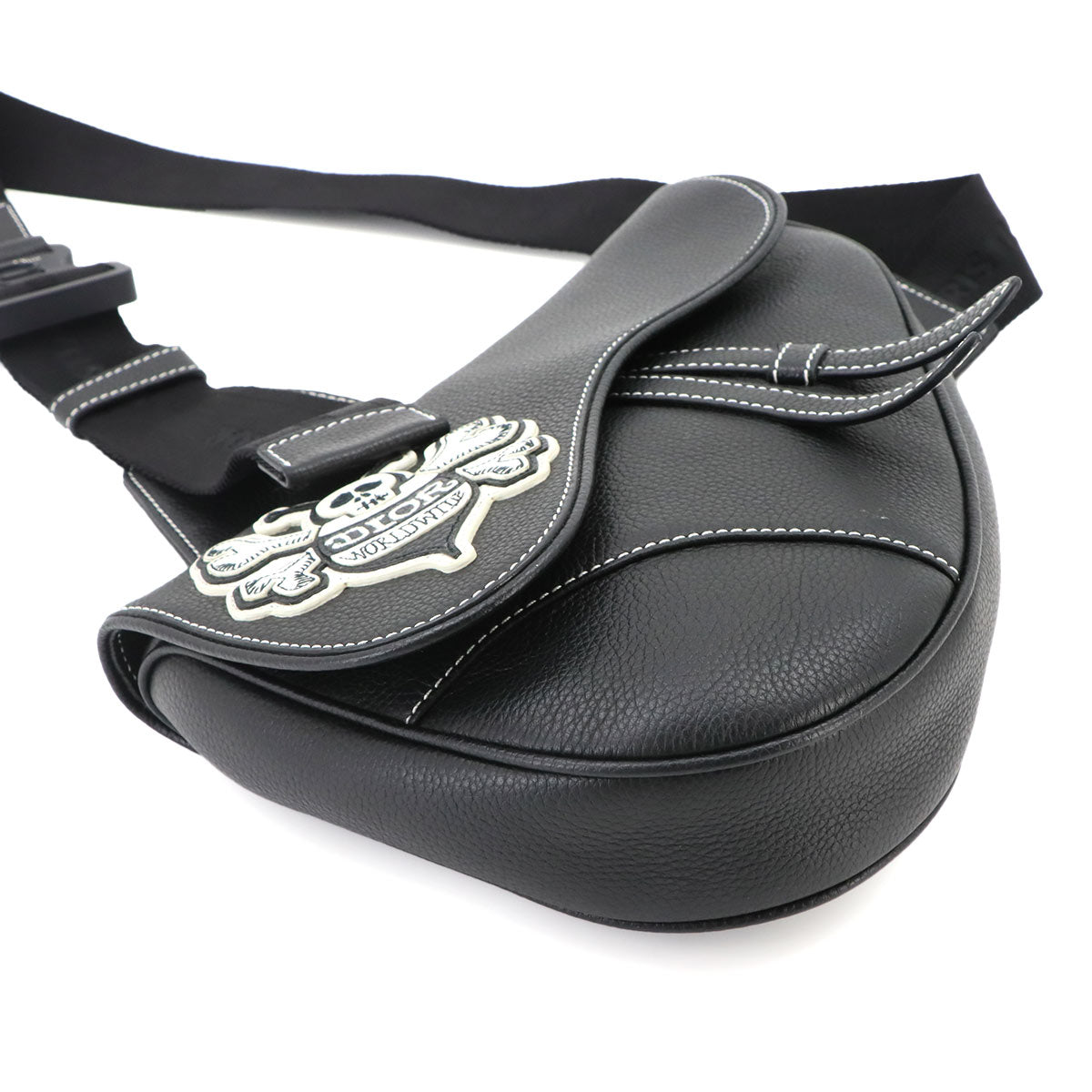 Stussy Collab Saddle Shoulder Bag Leather Black Purse