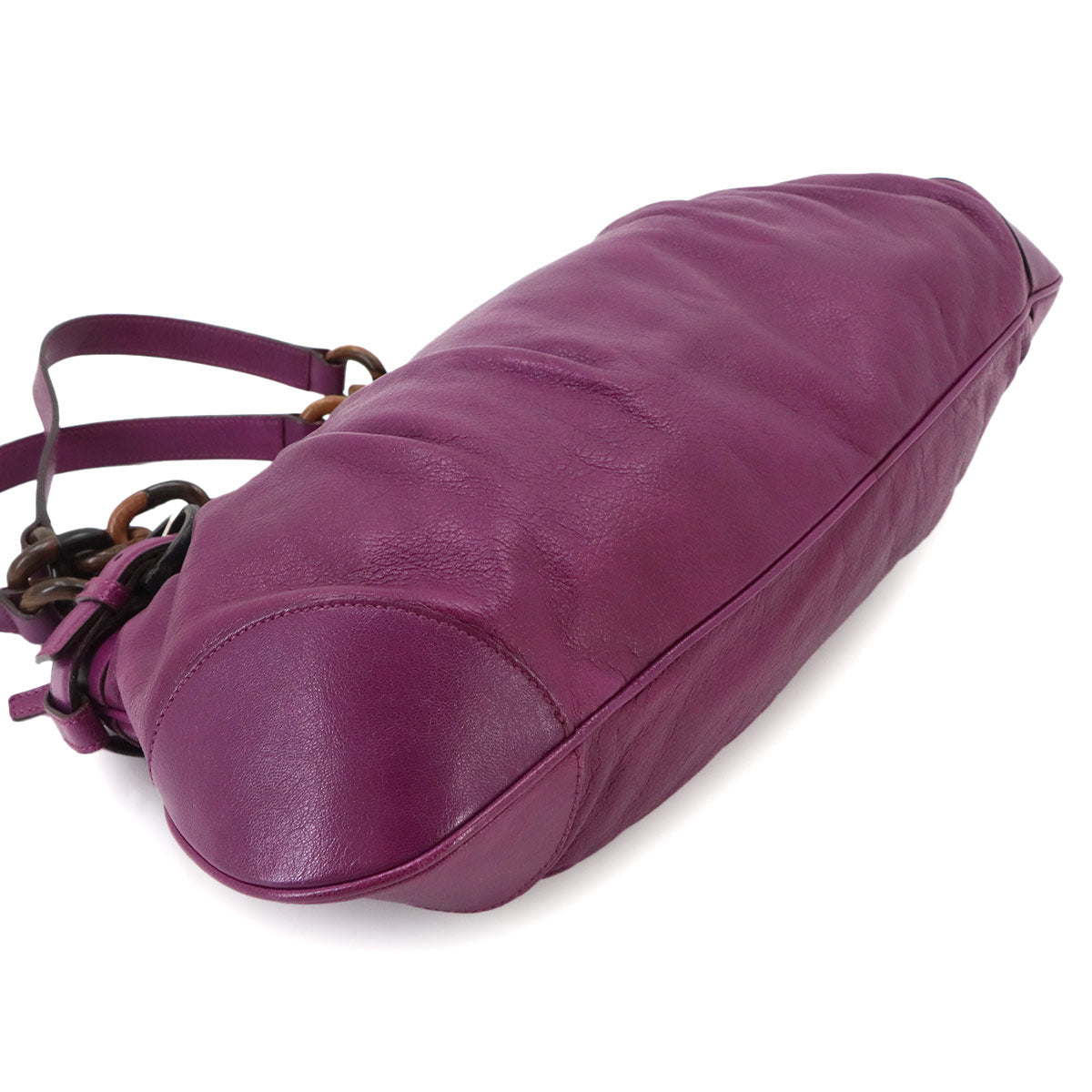 Gancini Wood Chain Shoulder Bag Leather Purple