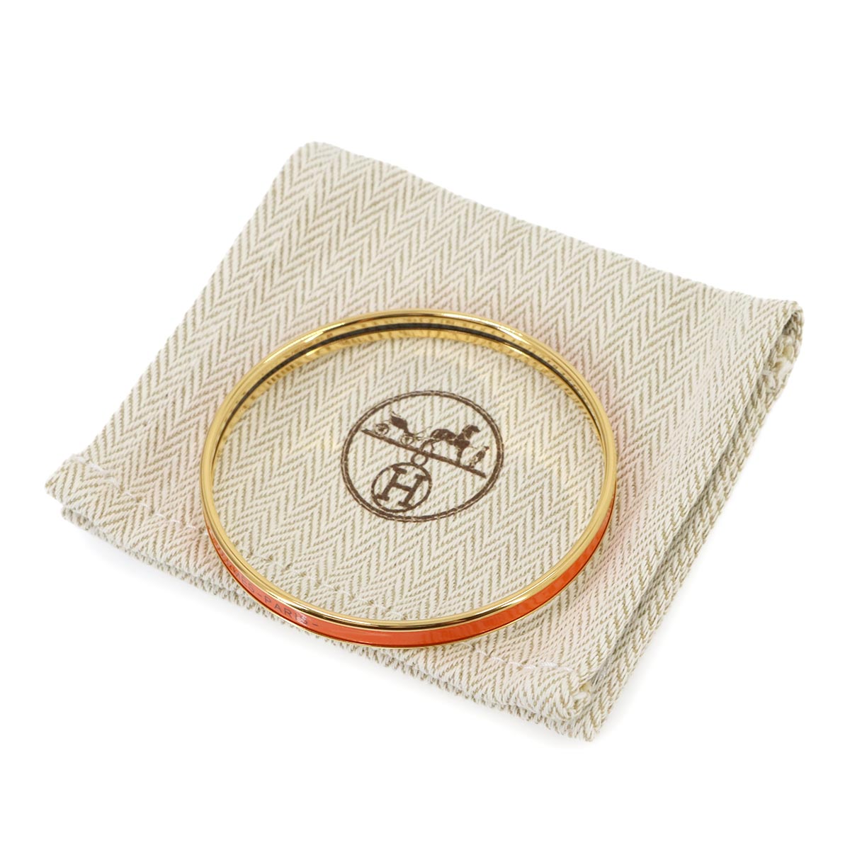 Uni Enamel Bangle Bracelet Orange Gold Accessory