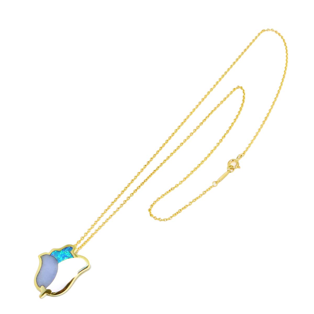 MOP Opal Chalcedony Necklace 18K Yellow Gold 750
