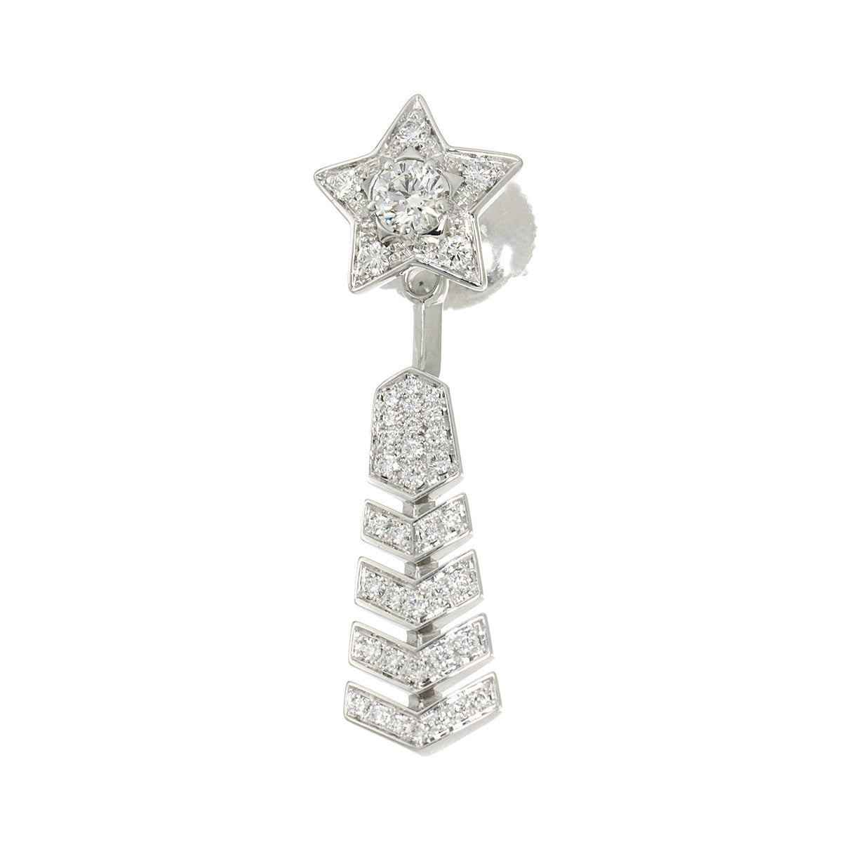 COMETE Diamond Earrings Pierced 18K WG 750 One Piece only