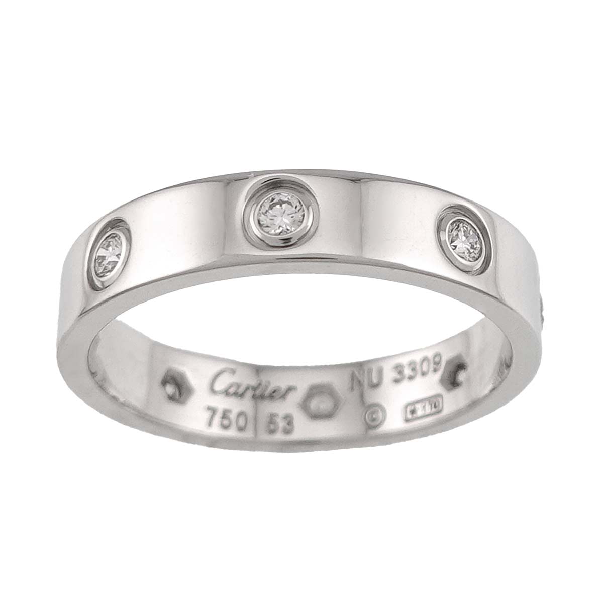 Mini Love Diamond Ring 18K White Gold 750 size53 6-6.25(US)