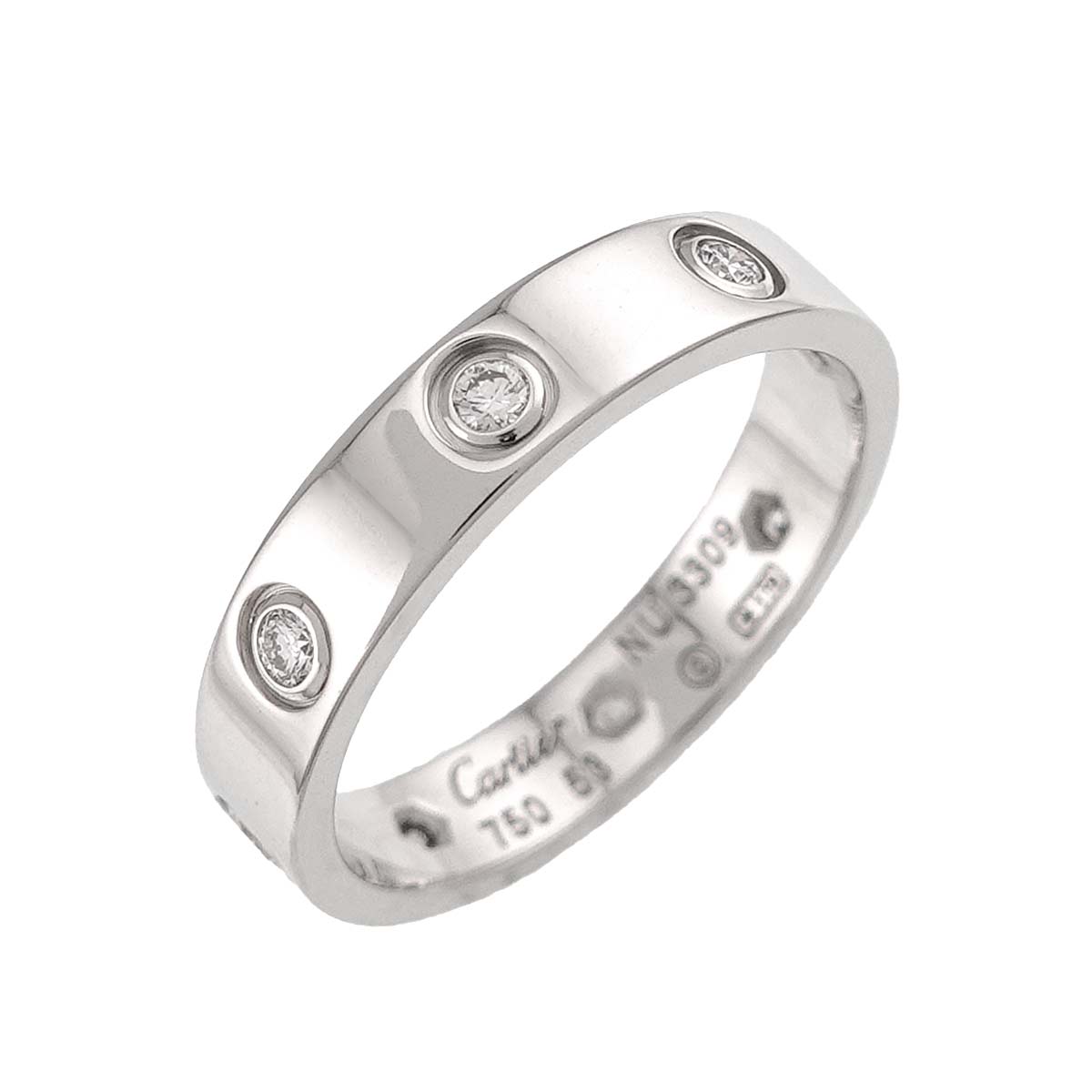 Mini Love Diamond Ring 18K White Gold 750 size53 6-6.25(US)