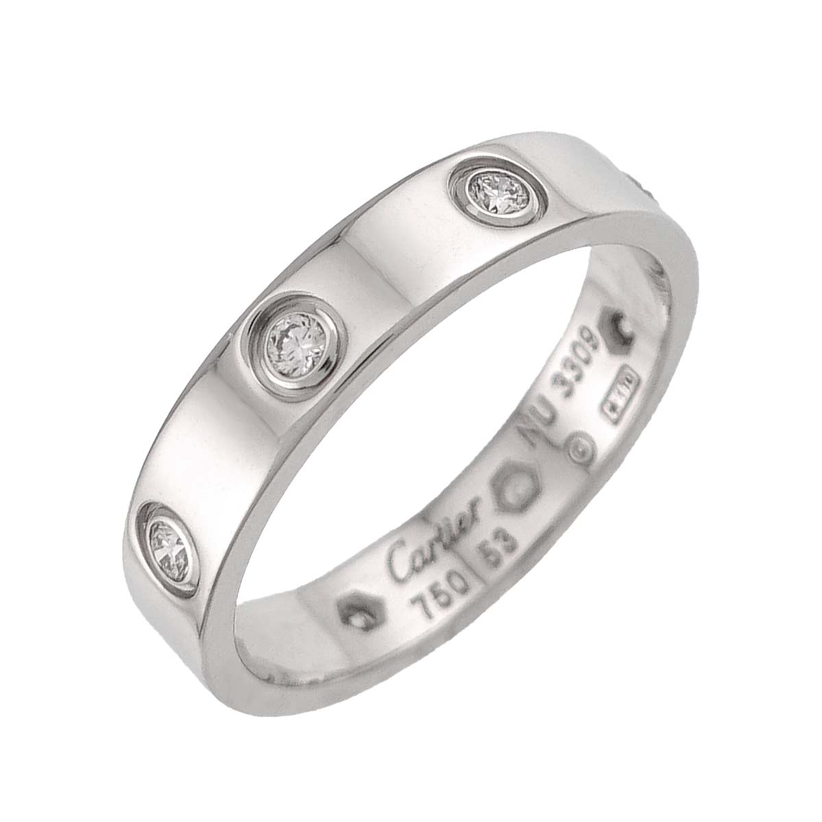 Mini Love Diamond Ring 18K White Gold 750 size53 6-6.25(US)