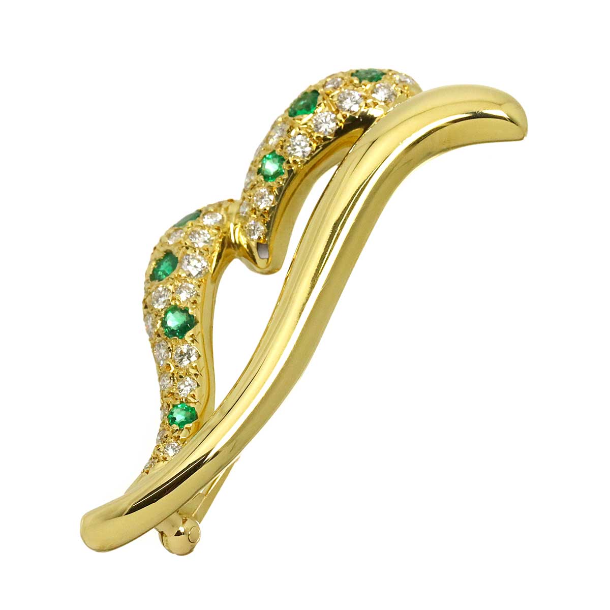 Diamond 0.58ct Emerald Brooch 18K YG 750