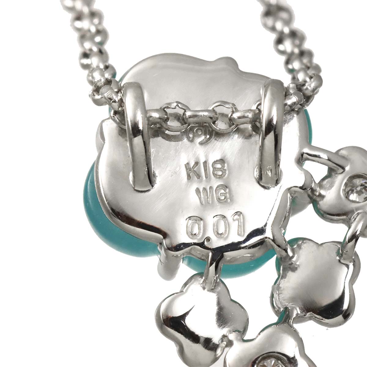 Chalcedony Diamond 0.01ct Necklace 18K WG White Gold 750
