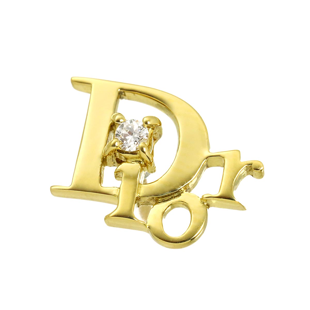 Logo Diamond Pin Brooch 18K YG 750