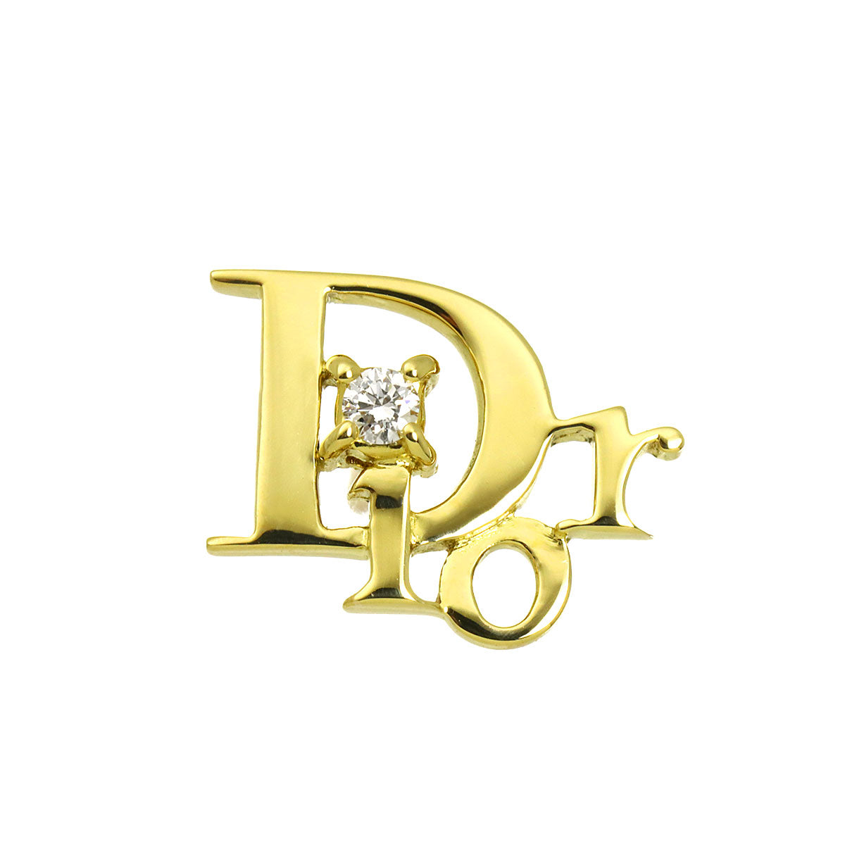 Logo Diamond Pin Brooch 18K YG 750