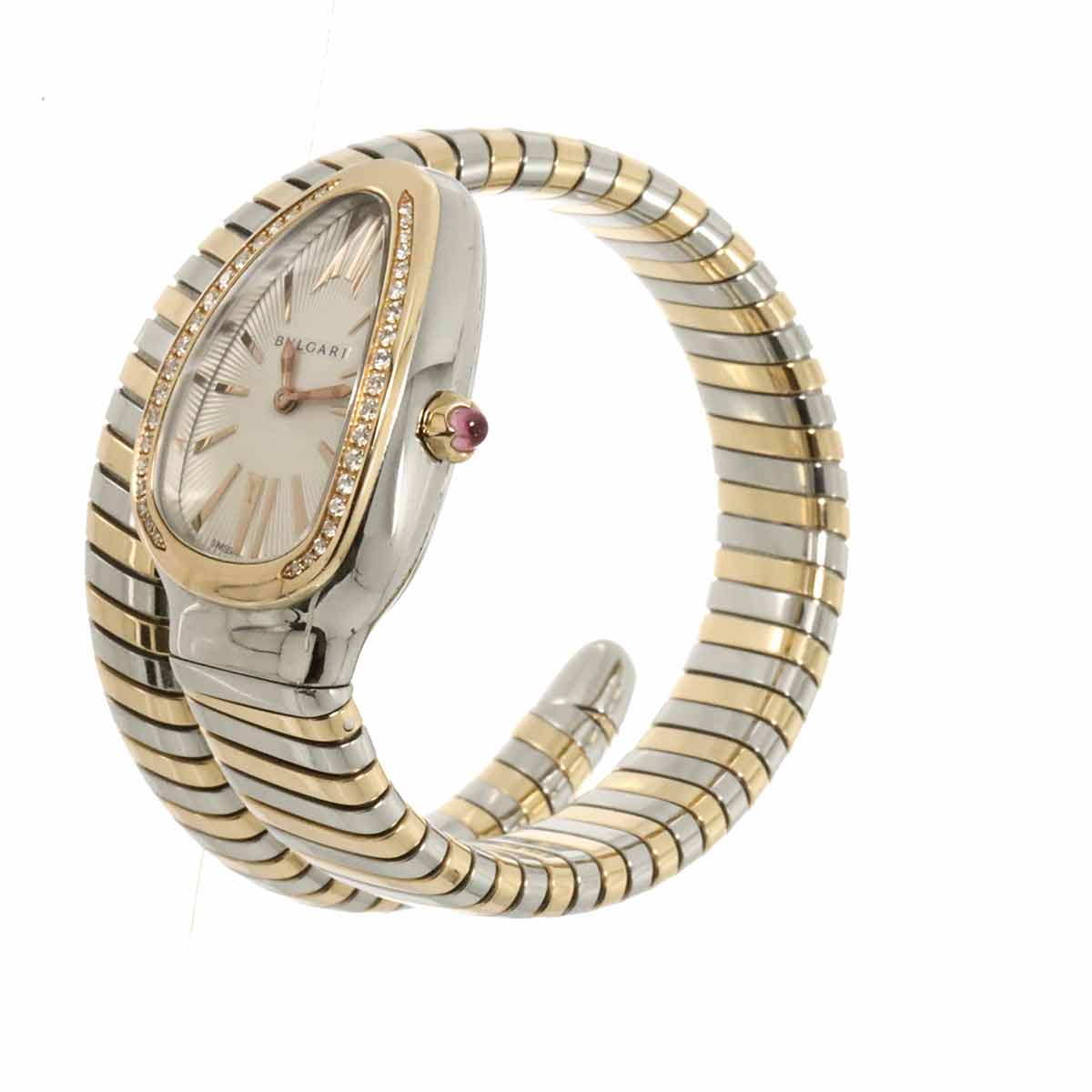 Serpenti Tubogas SP35SPG Quartz K18PG Quartz Silver Dial