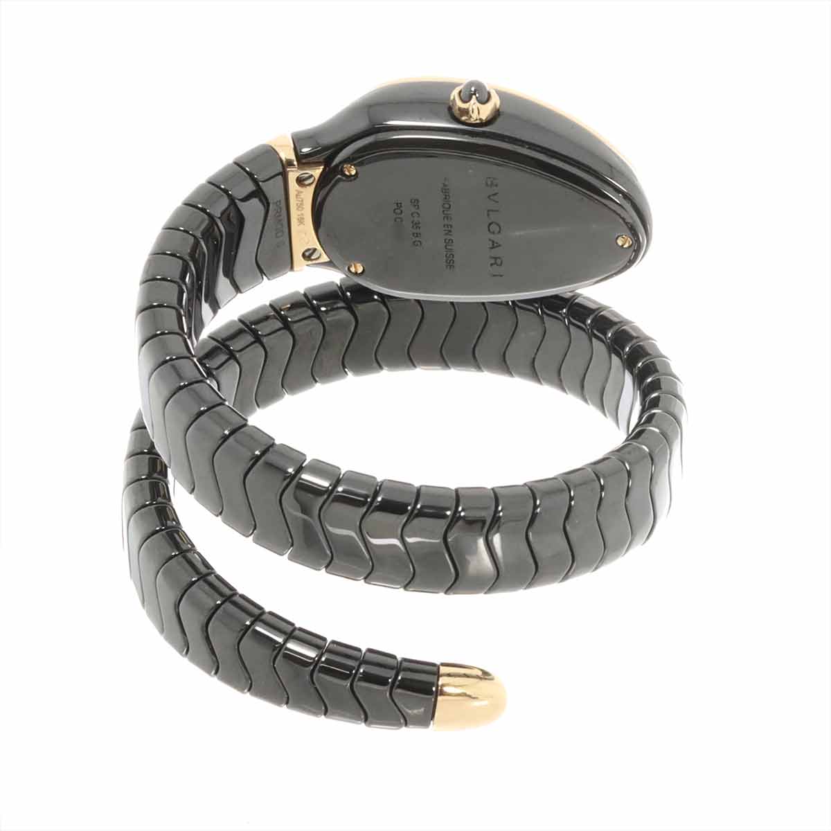 Serpenti SPC35BG Quartz K18PG Ceramic Ladies Watch