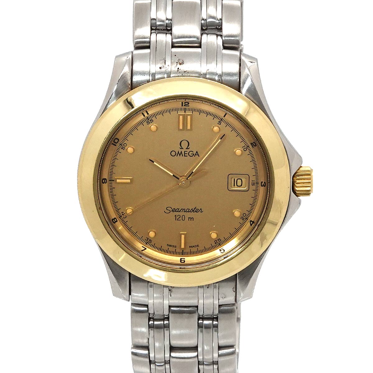 Seamaster 2411 10 Quartz Date YG Gold Dial Mens Watch