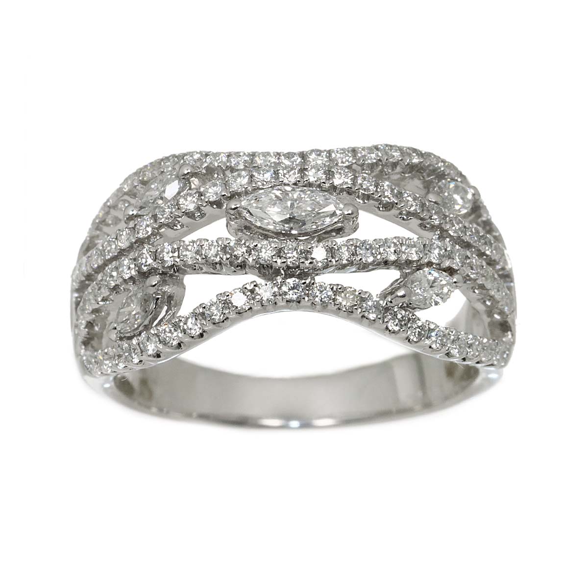 Diamond 0.30ct/0.60 Ring 18K K18 WG White Gold size6.25-6.5(US)
