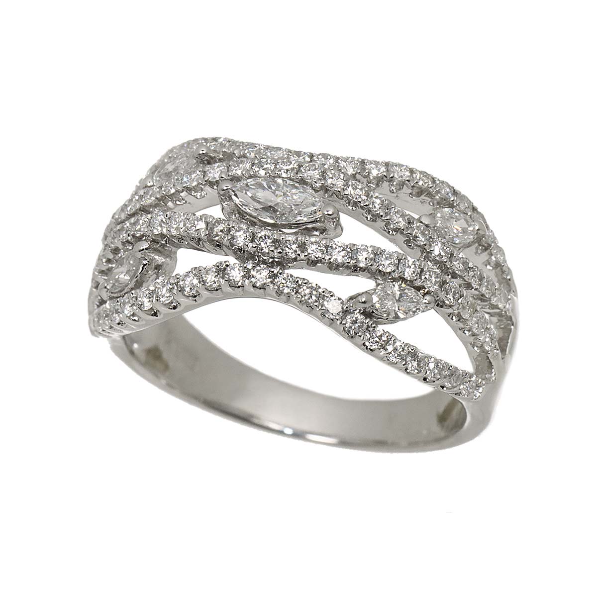 Diamond 0.30ct/0.60 Ring 18K K18 WG White Gold size6.25-6.5(US)