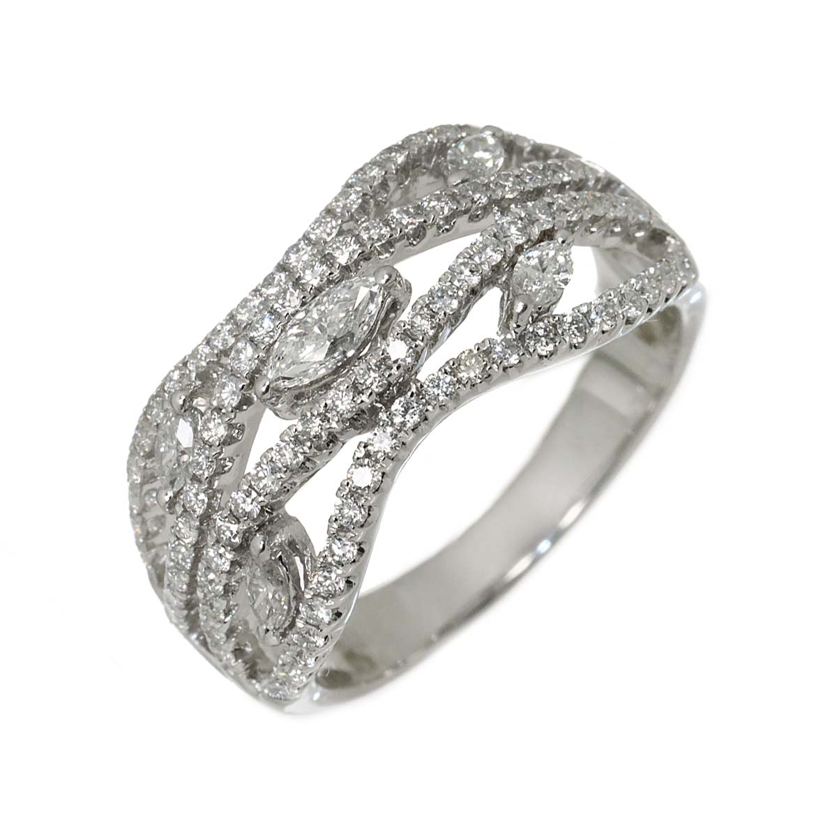 Diamond 0.30ct/0.60 Ring 18K K18 WG White Gold size6.25-6.5(US)